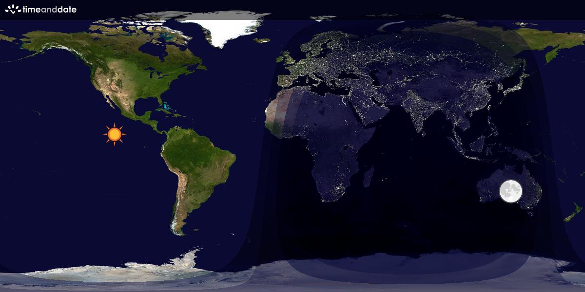 Verdenskart som viser dag og natt 