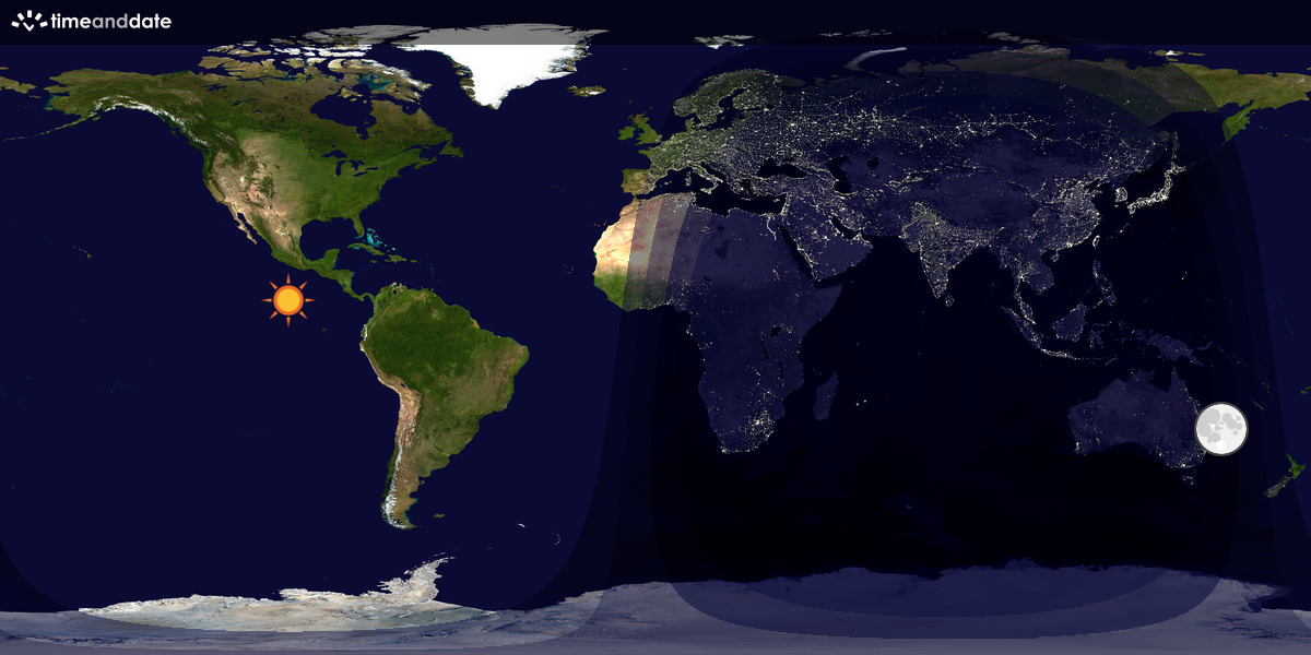 Verdenskart som viser dag og natt 