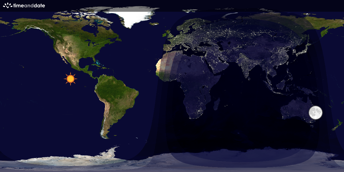 Verdenskart som viser dag og natt 