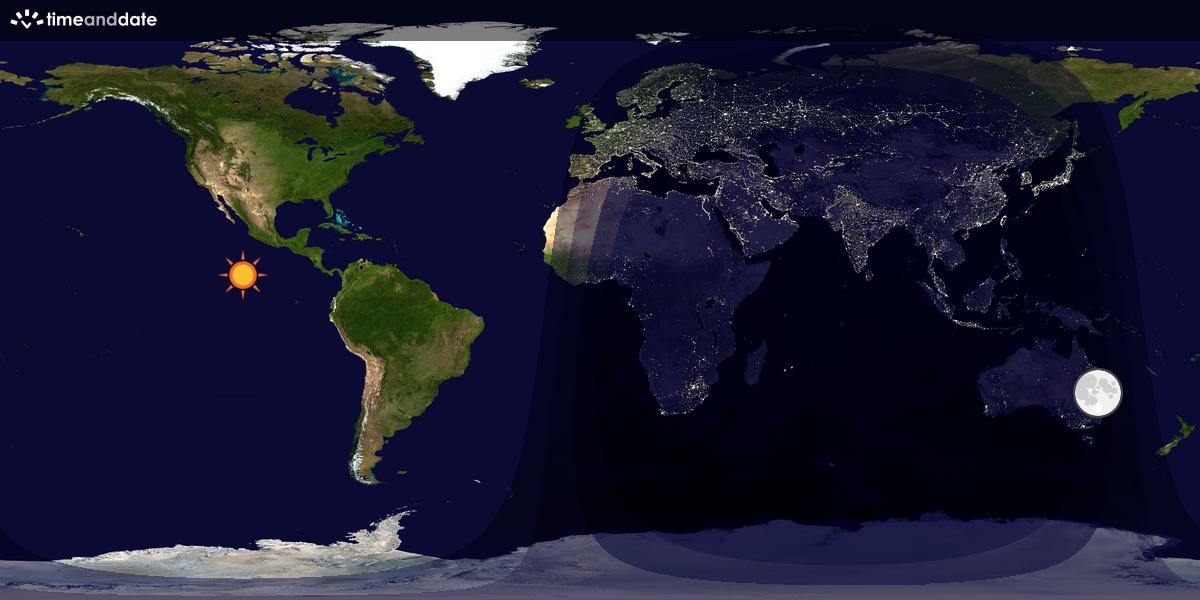 Verdenskart som viser dag og natt 