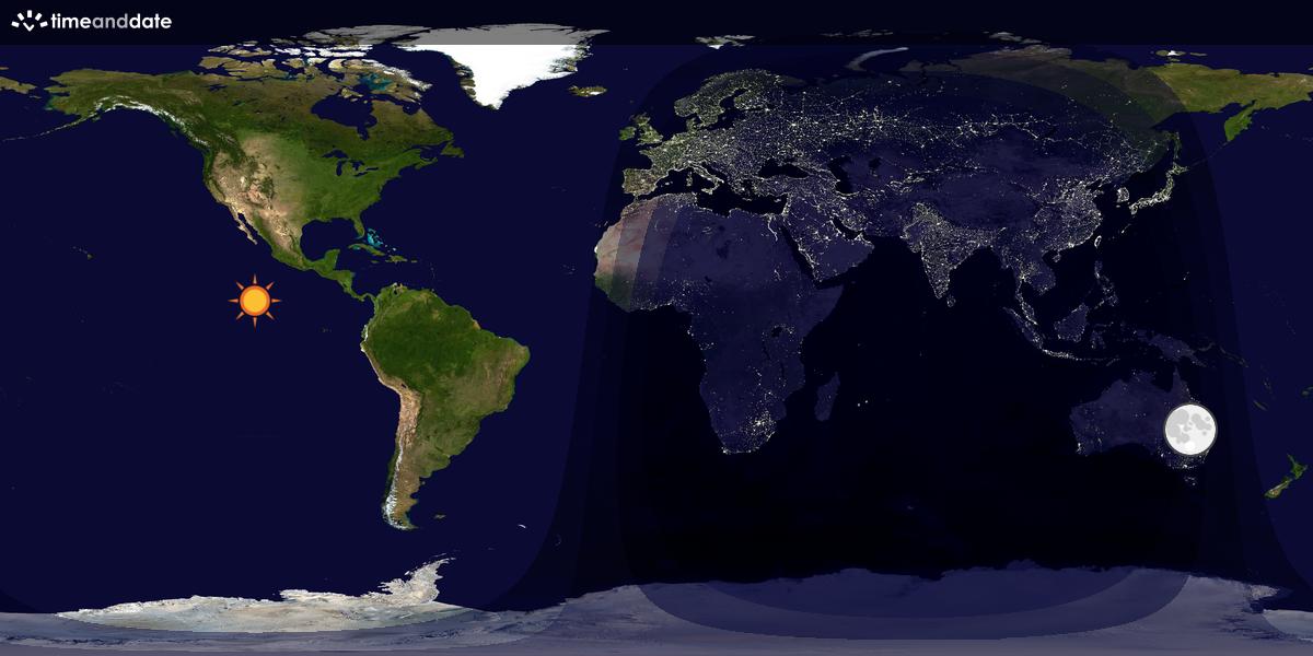 Verdenskart som viser dag og natt 