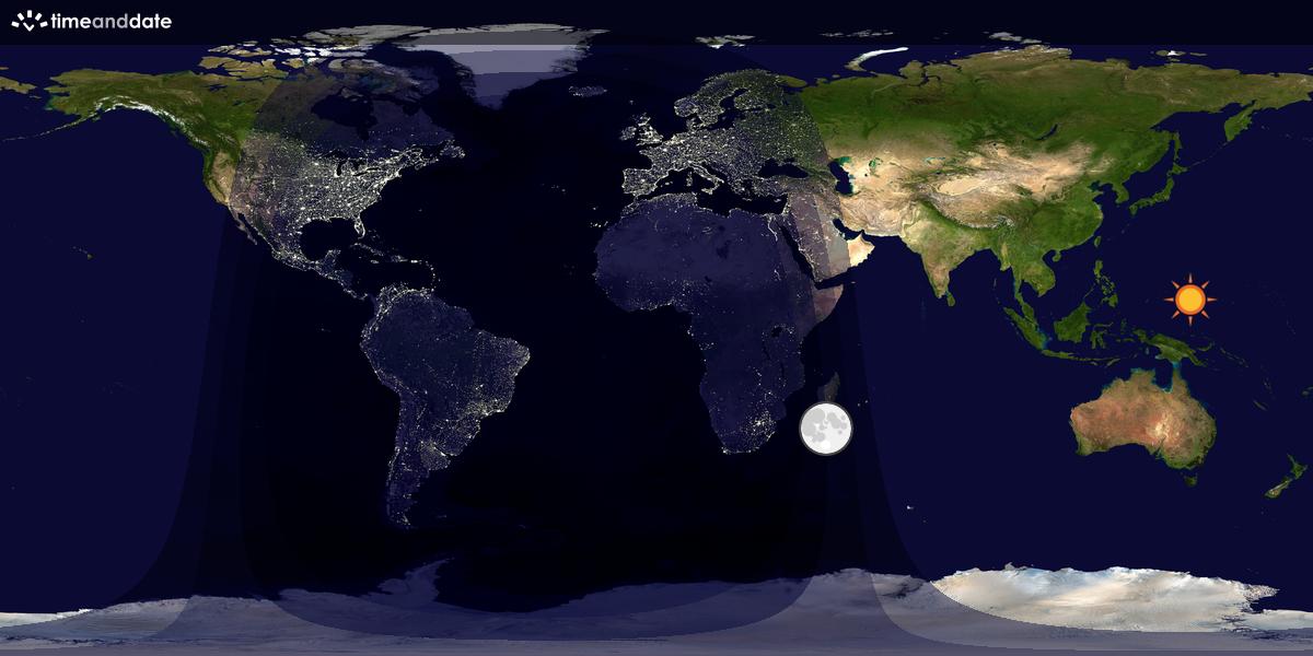 Verdenskart som viser dag og natt 