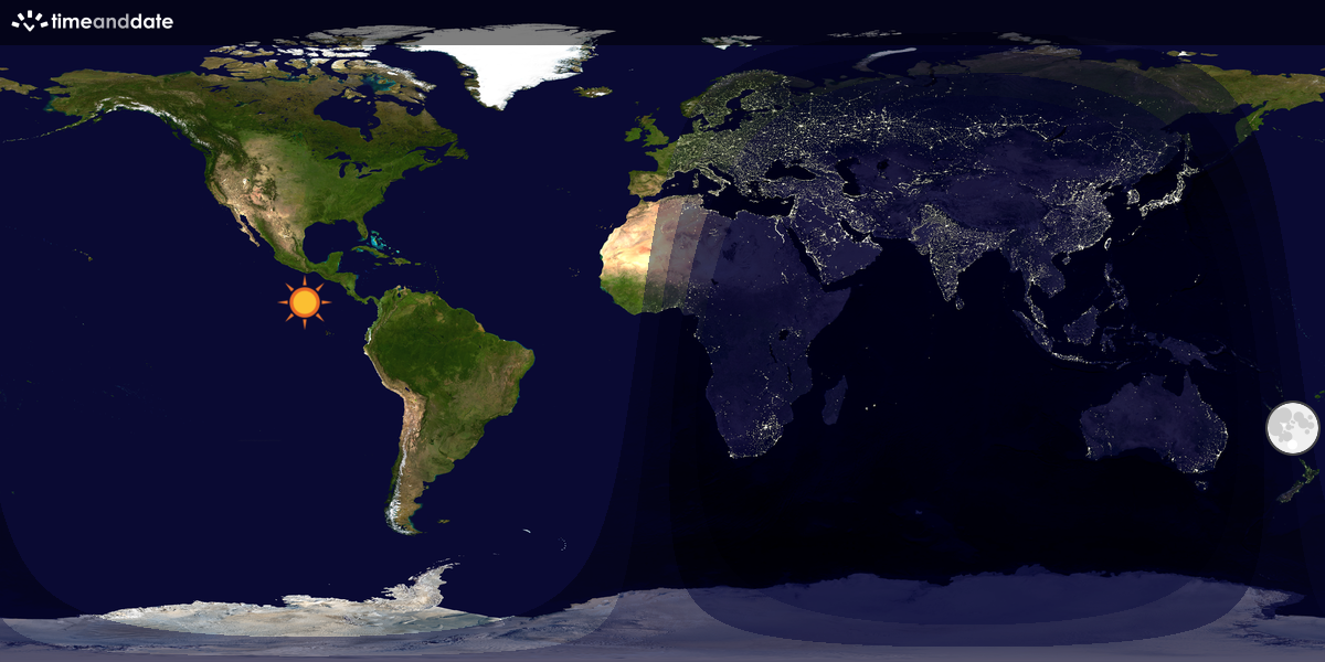 Verdenskart som viser dag og natt 