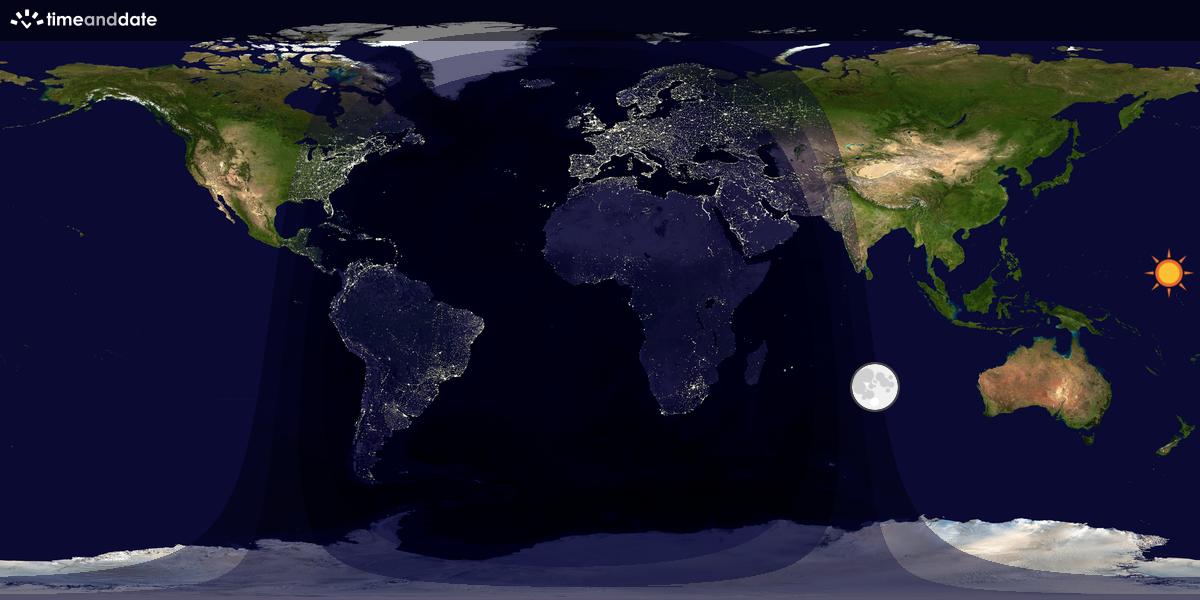 Verdenskart som viser dag og natt 