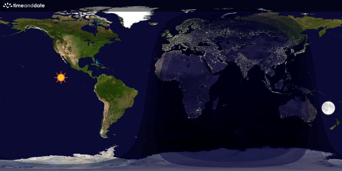 Verdenskart som viser dag og natt 