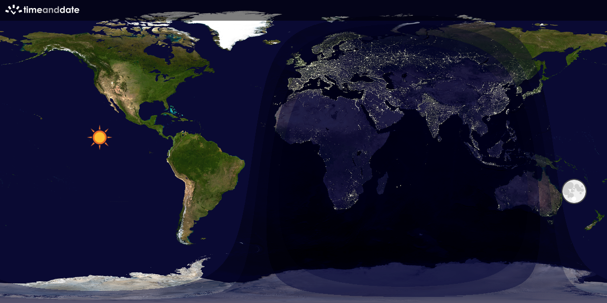 Verdenskart som viser dag og natt 