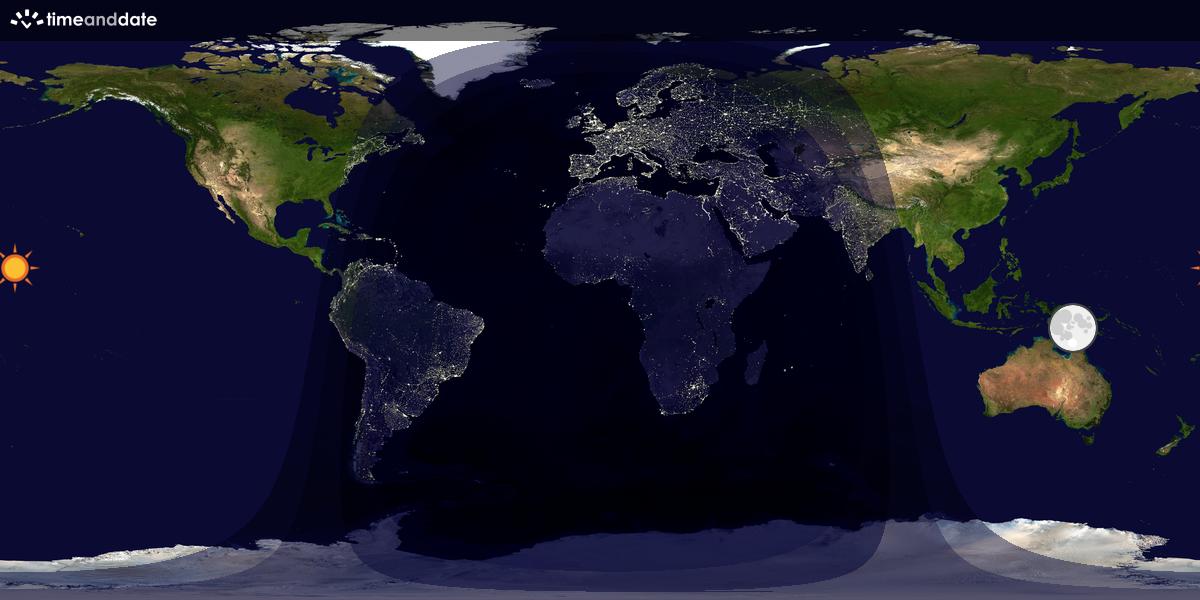 Verdenskart som viser dag og natt 