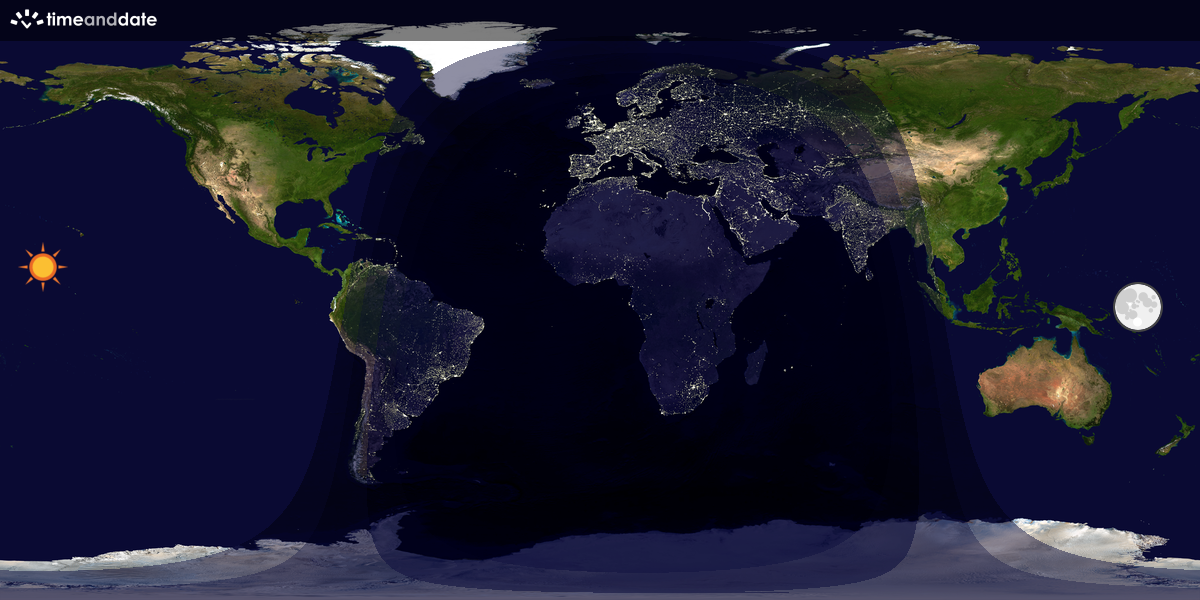 Verdenskart som viser dag og natt 