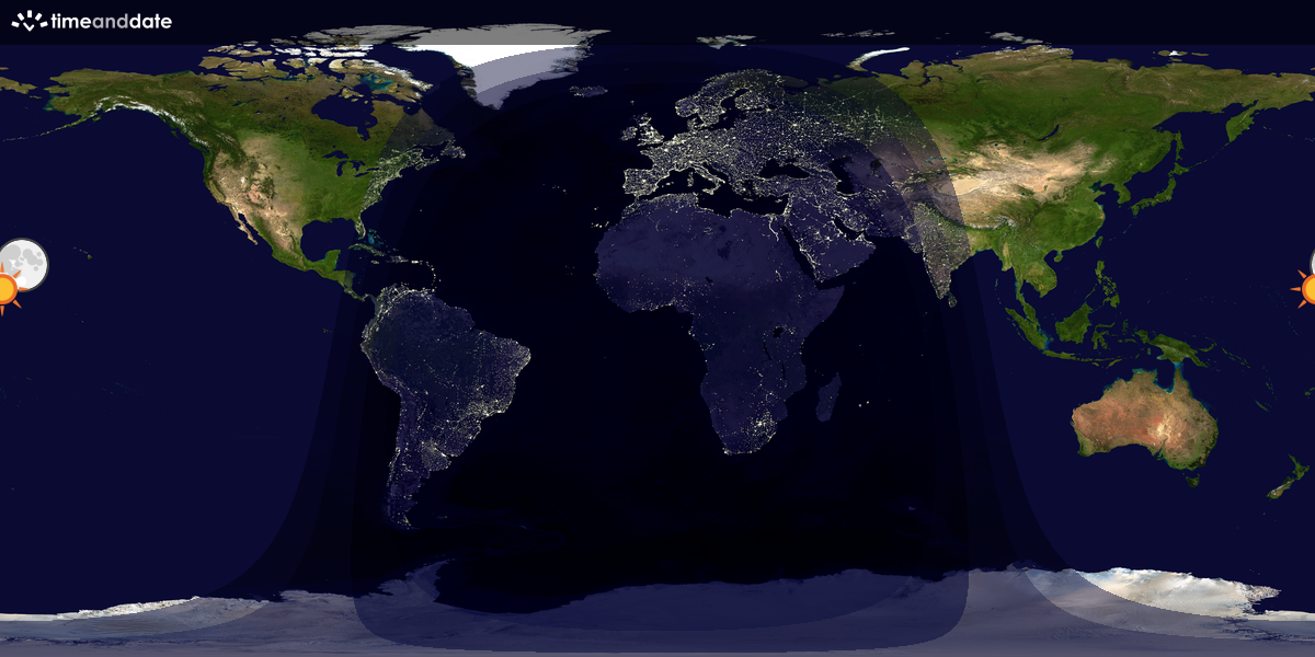 Verdenskart som viser dag og natt 