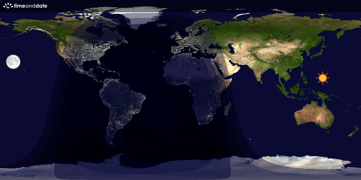 Verdenskart som viser dag og natt 