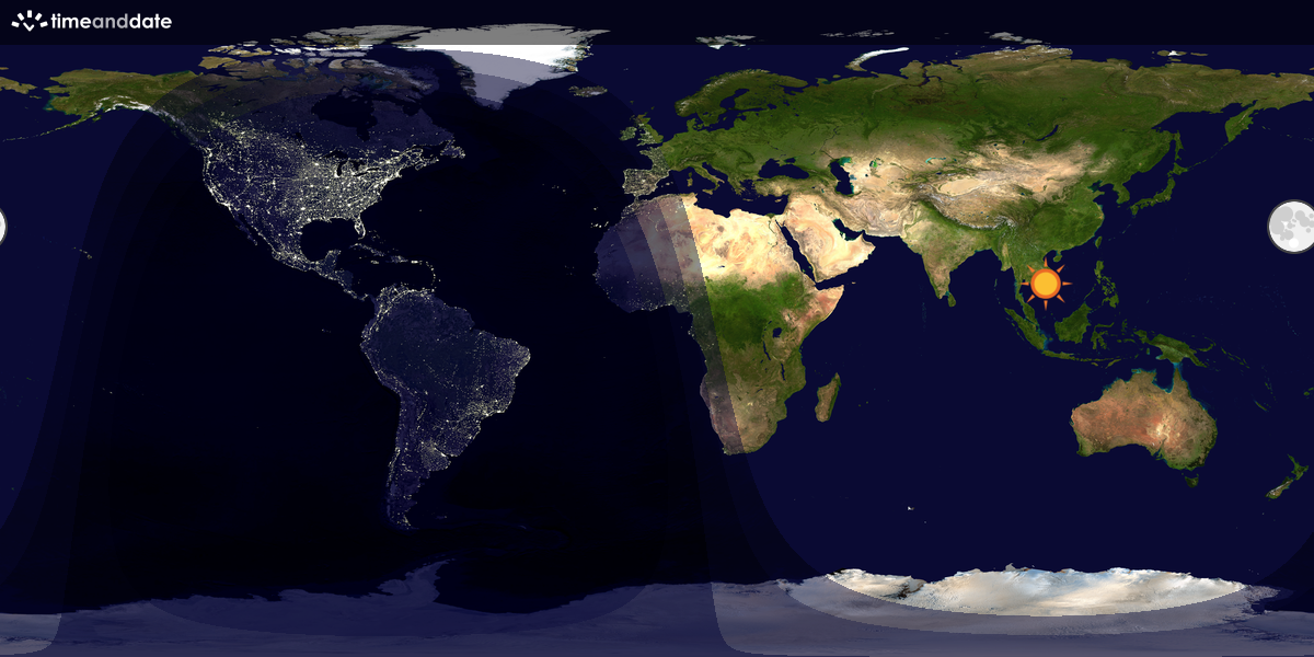 Verdenskart som viser dag og natt 