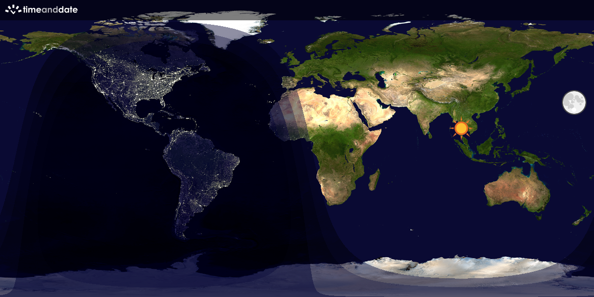 Verdenskart som viser dag og natt 