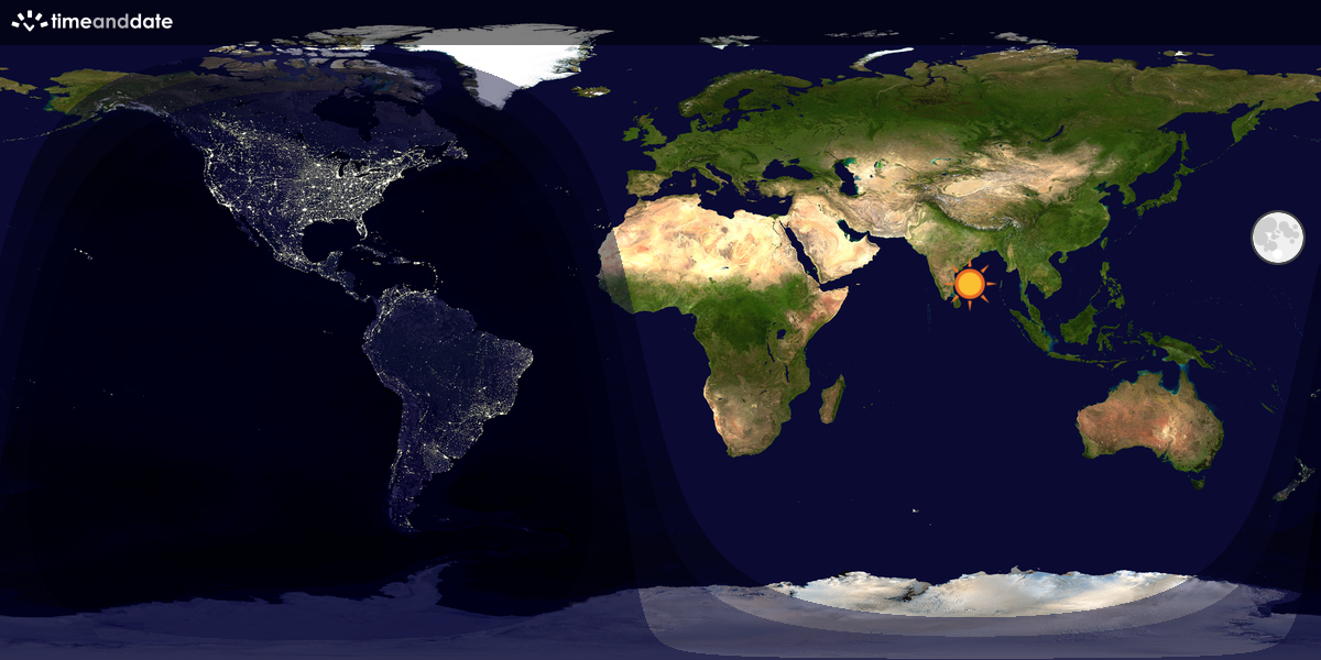 Verdenskart som viser dag og natt 