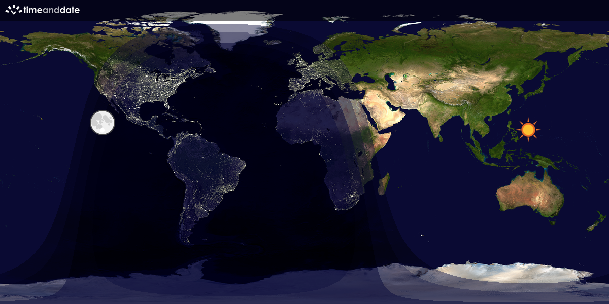Verdenskart som viser dag og natt 