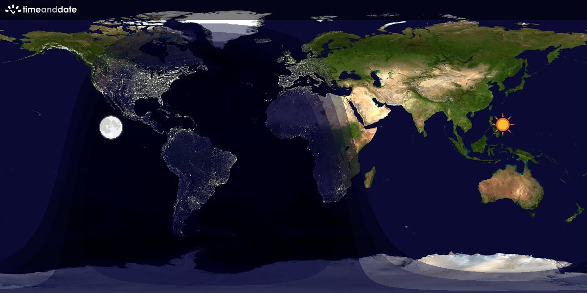 Verdenskart som viser dag og natt 