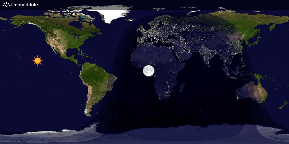 Verdenskart som viser dag og natt 