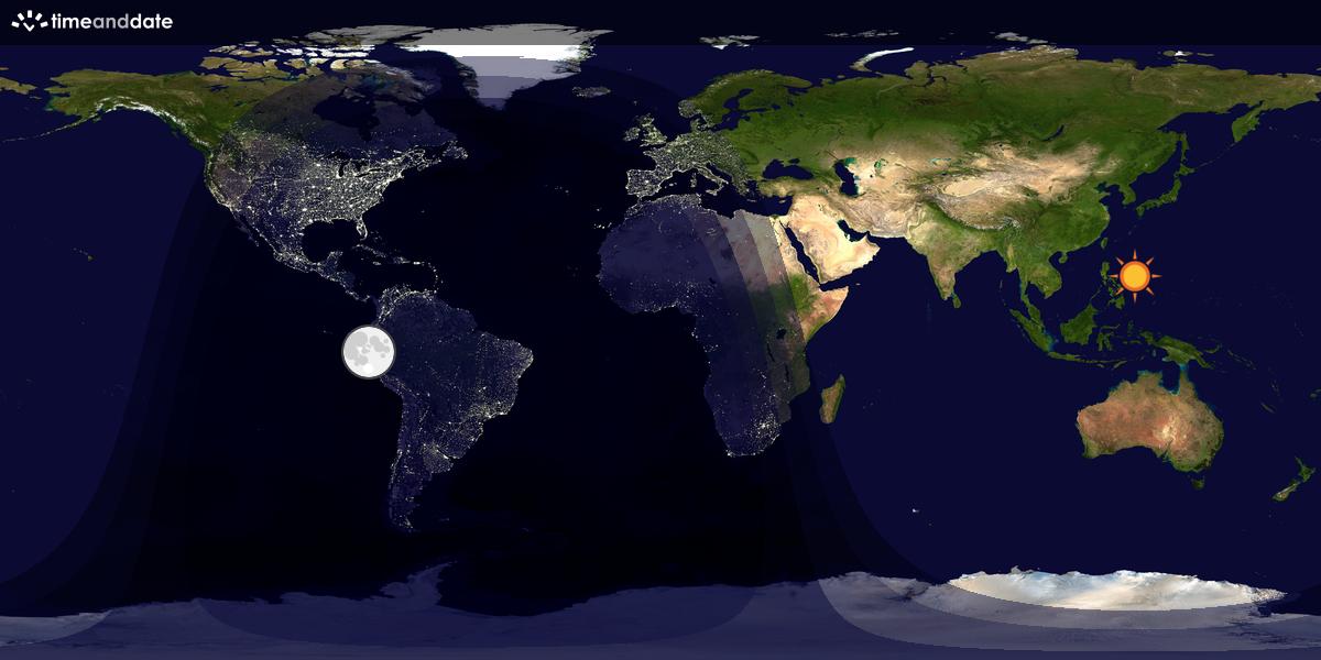Verdenskart som viser dag og natt 