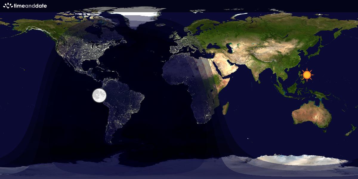 Verdenskart som viser dag og natt 