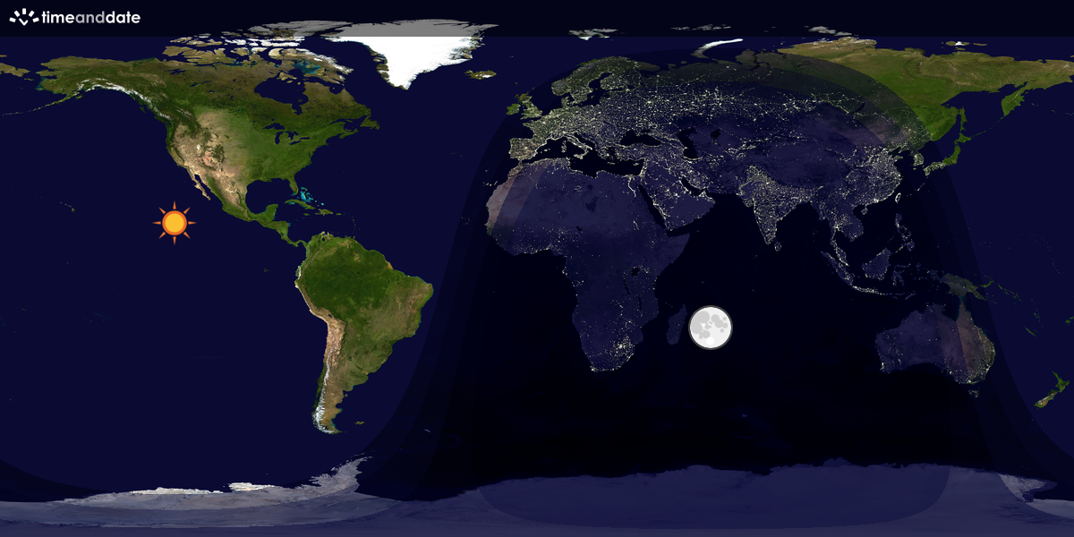 Verdenskart som viser dag og natt 
