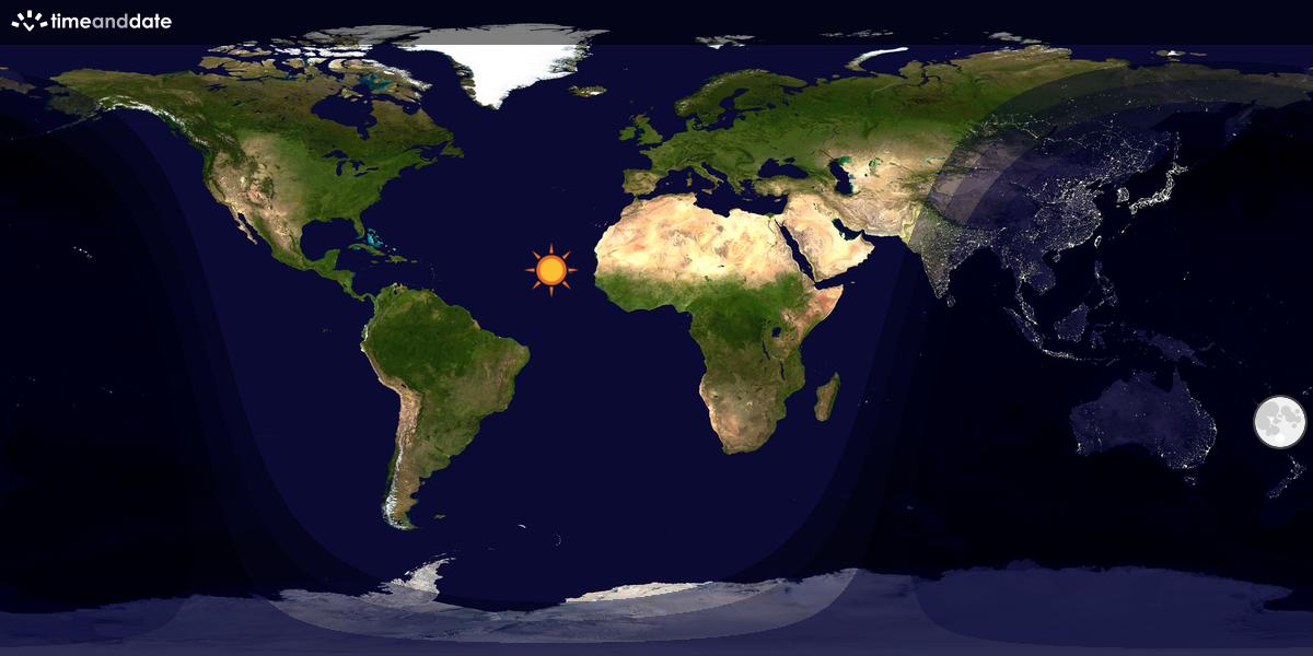 Verdenskart som viser dag og natt 