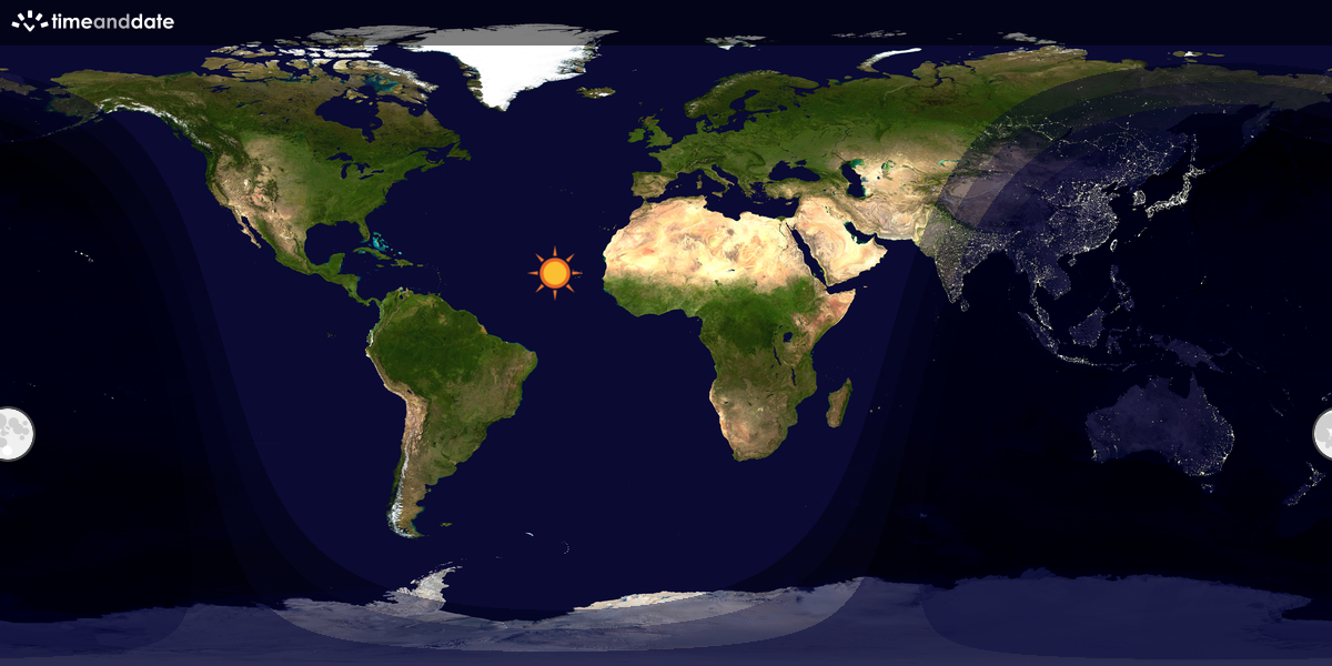 Verdenskart som viser dag og natt 