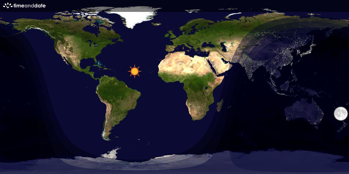 Verdenskart som viser dag og natt 