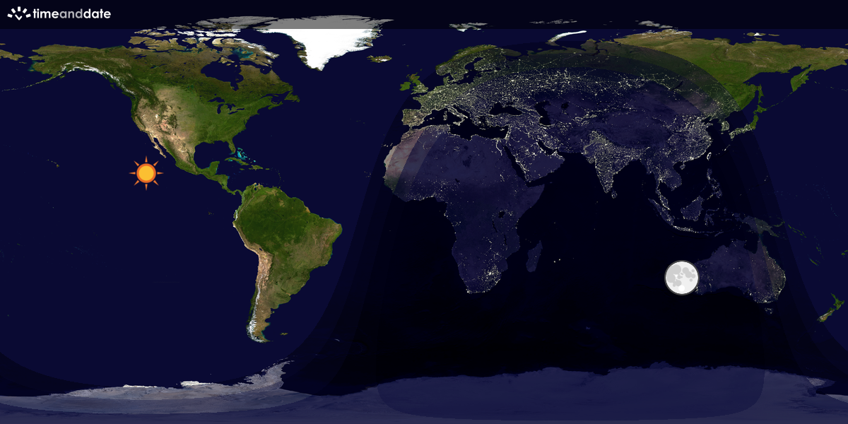 Verdenskart som viser dag og natt 