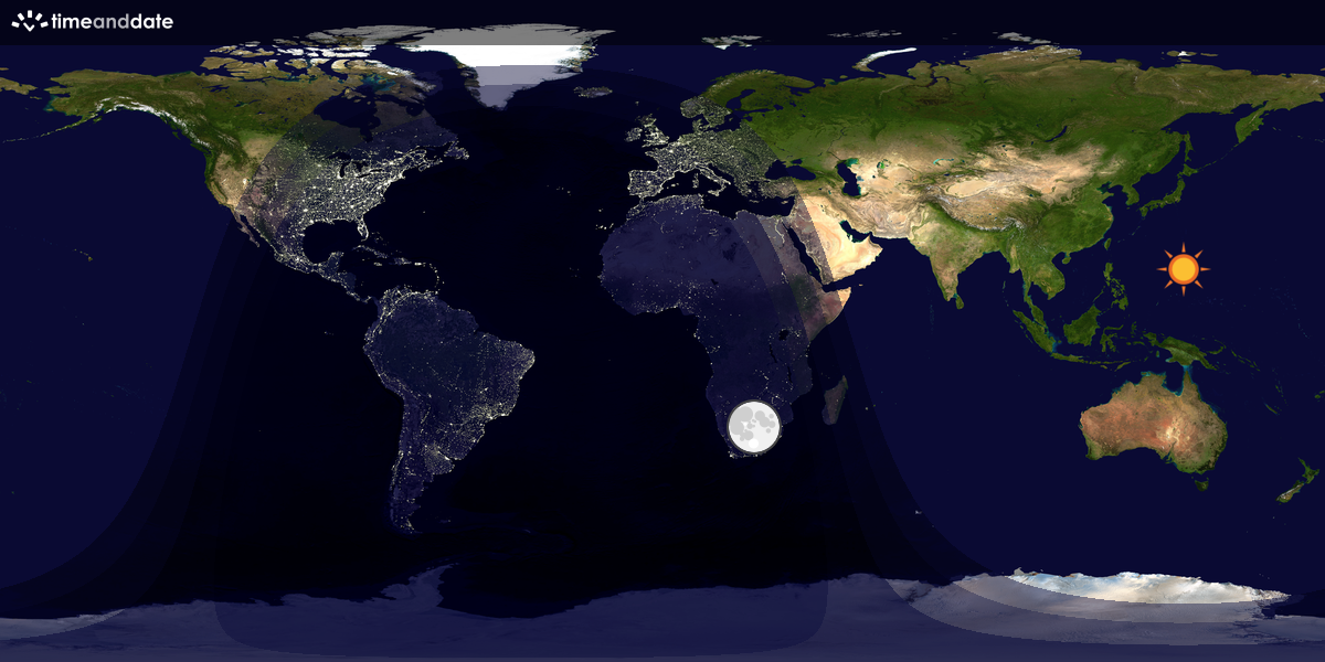 Verdenskart som viser dag og natt 