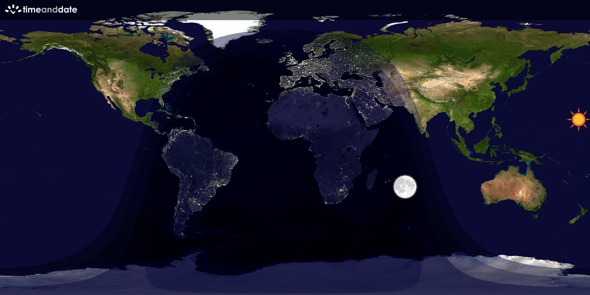 Verdenskart som viser dag og natt 