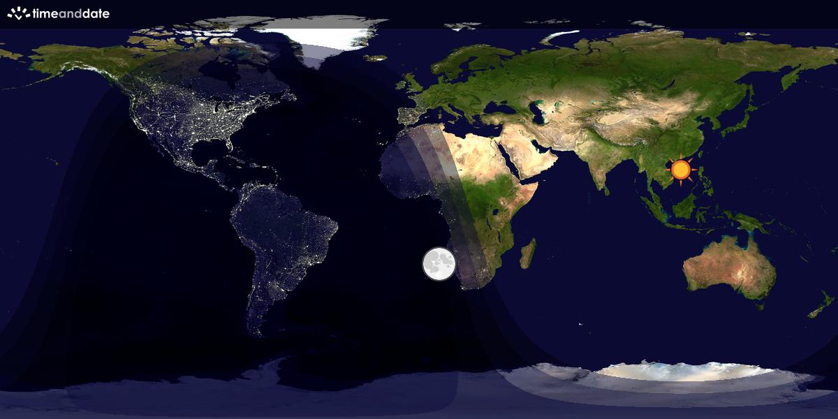 Verdenskart som viser dag og natt 