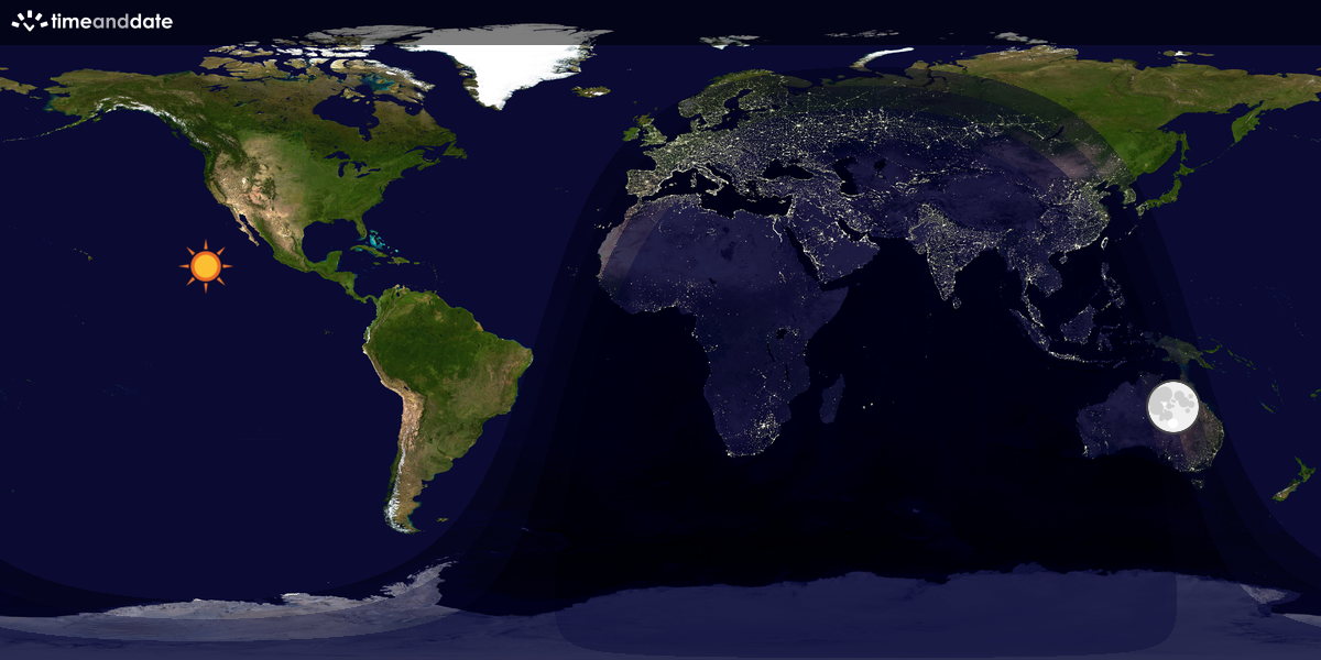 Verdenskart som viser dag og natt 