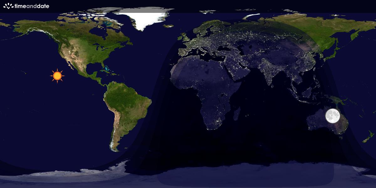 Verdenskart som viser dag og natt 