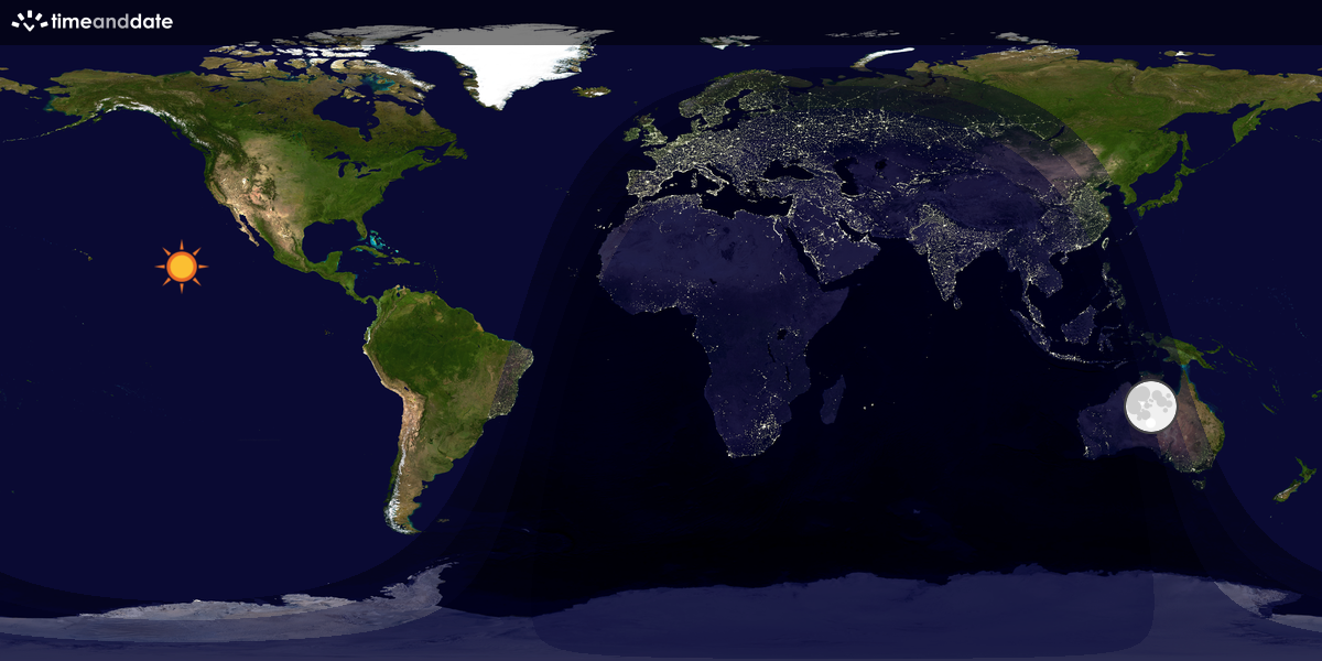 Verdenskart som viser dag og natt 