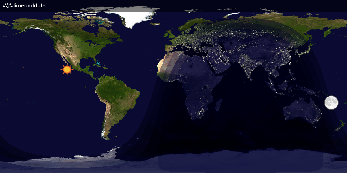 Verdenskart som viser dag og natt 