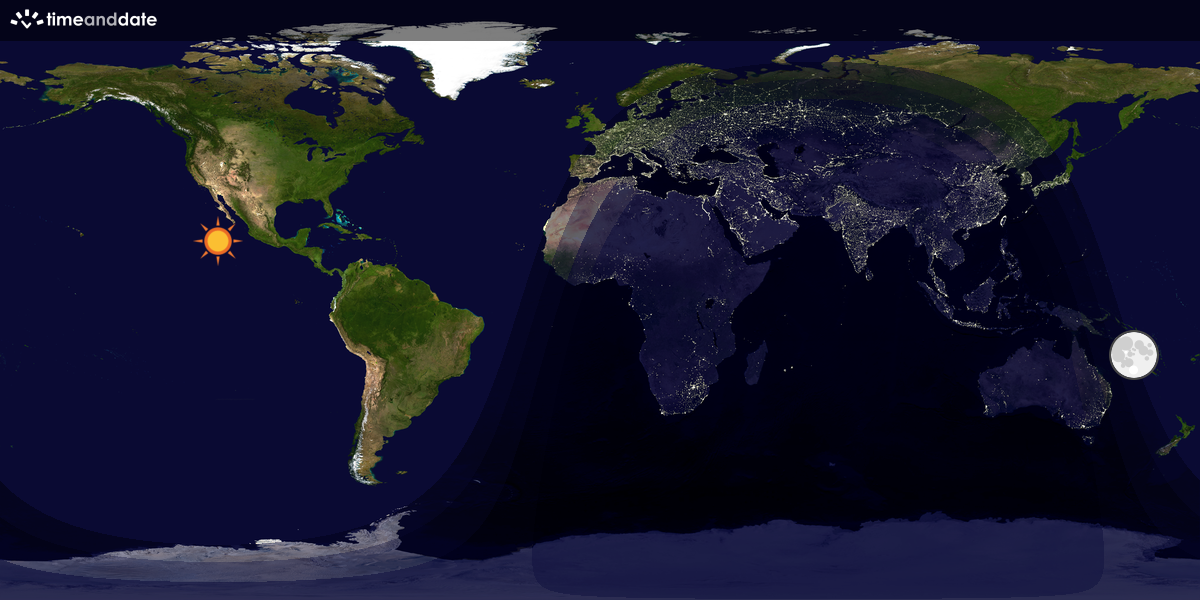 Verdenskart som viser dag og natt 