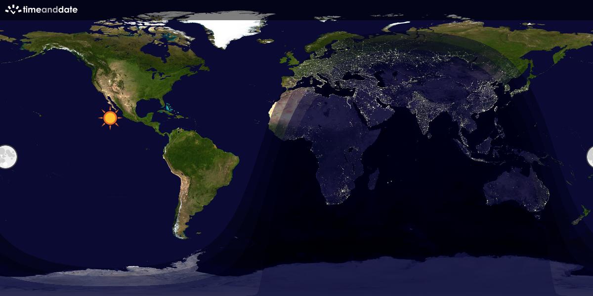 Verdenskart som viser dag og natt 