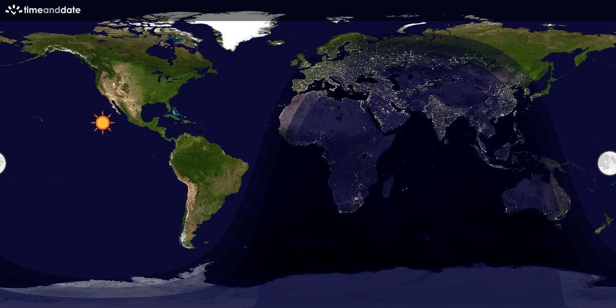 Verdenskart som viser dag og natt 