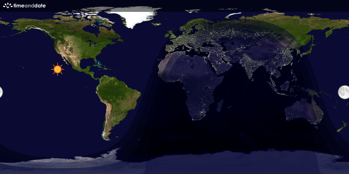 Verdenskart som viser dag og natt 