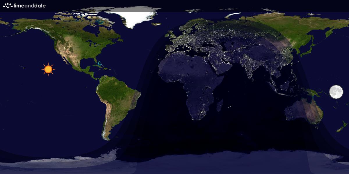 Verdenskart som viser dag og natt 