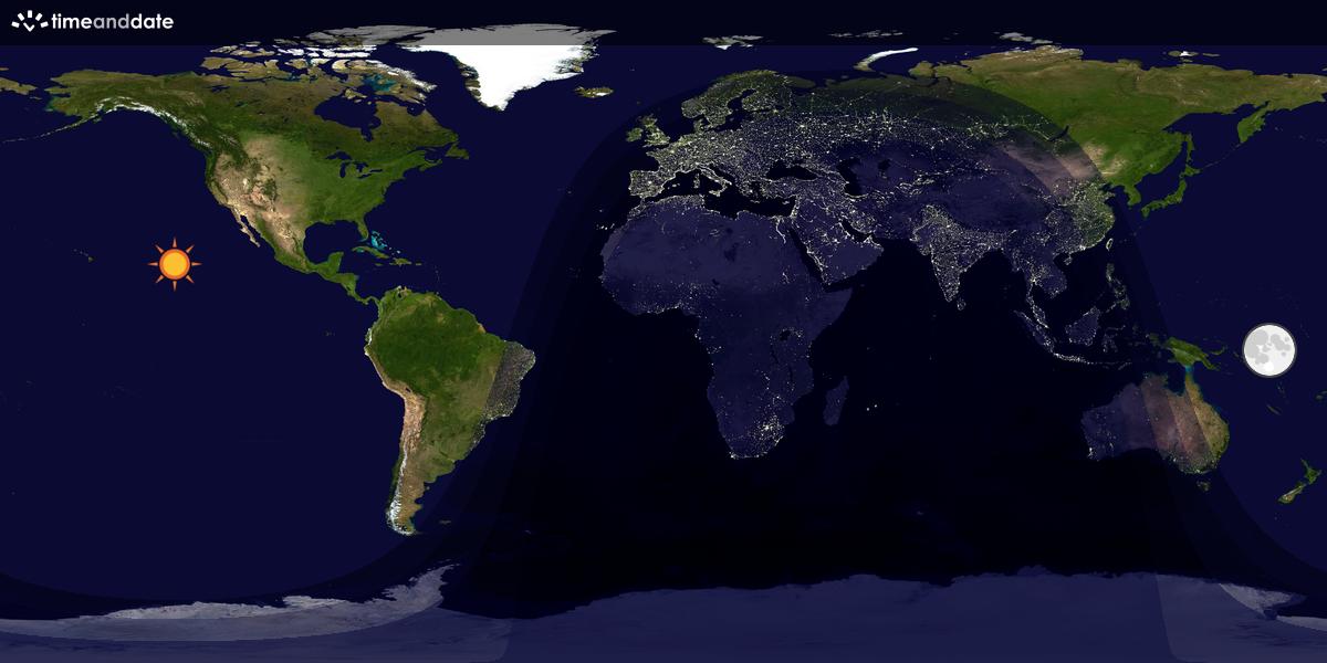 Verdenskart som viser dag og natt 