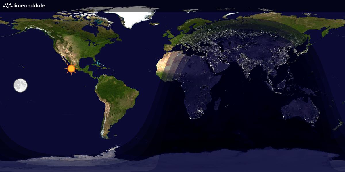 Verdenskart som viser dag og natt 