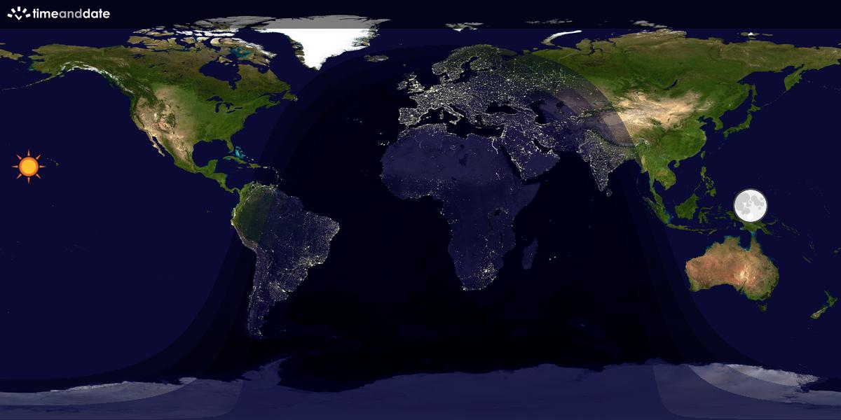 Verdenskart som viser dag og natt 