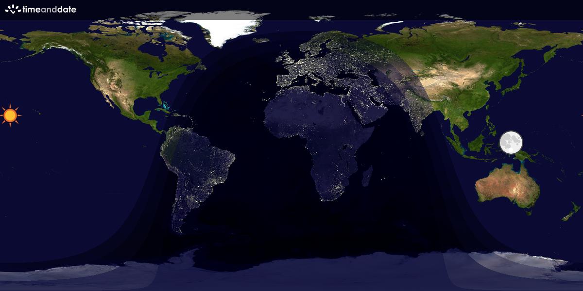 Verdenskart som viser dag og natt 