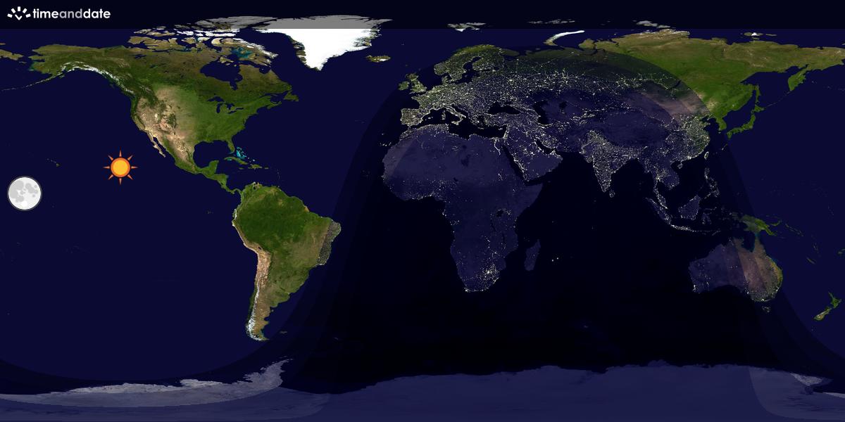 Verdenskart som viser dag og natt 