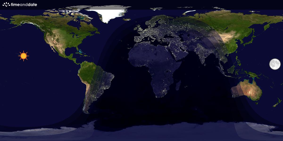 Verdenskart som viser dag og natt 