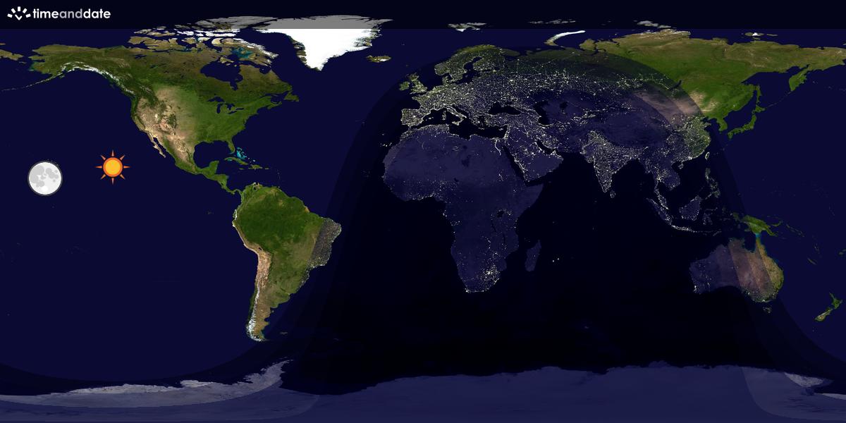 Verdenskart som viser dag og natt 