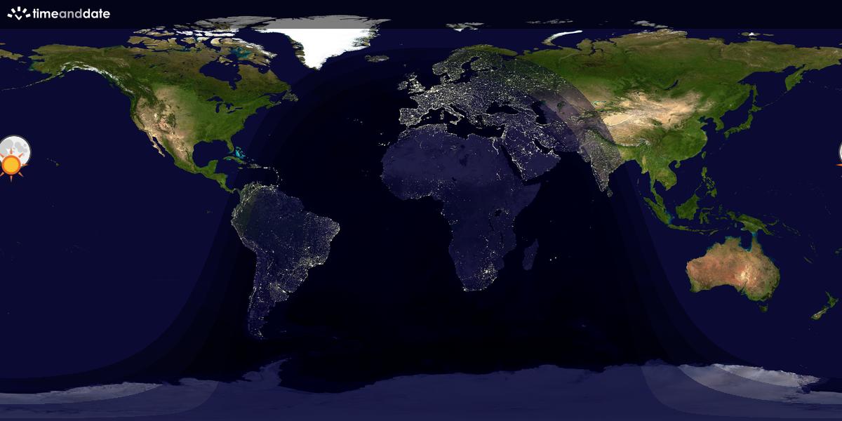 Verdenskart som viser dag og natt 
