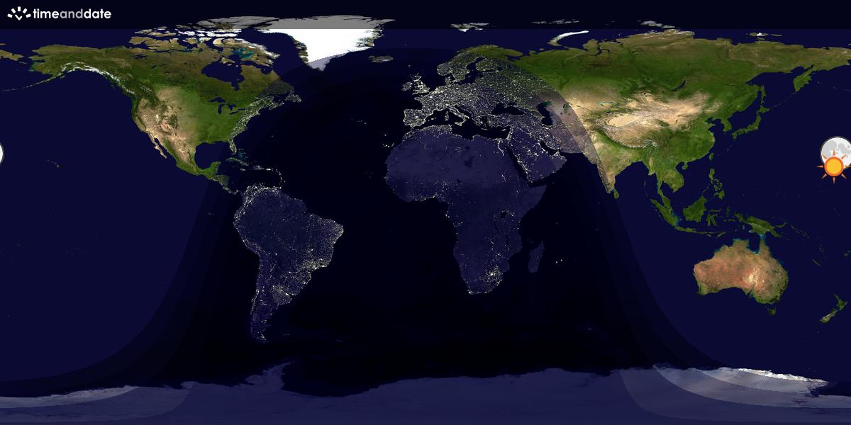 Verdenskart som viser dag og natt 