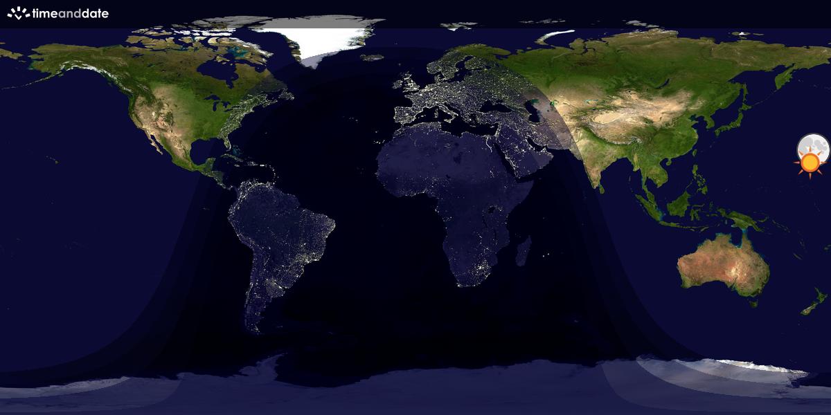 Verdenskart som viser dag og natt 