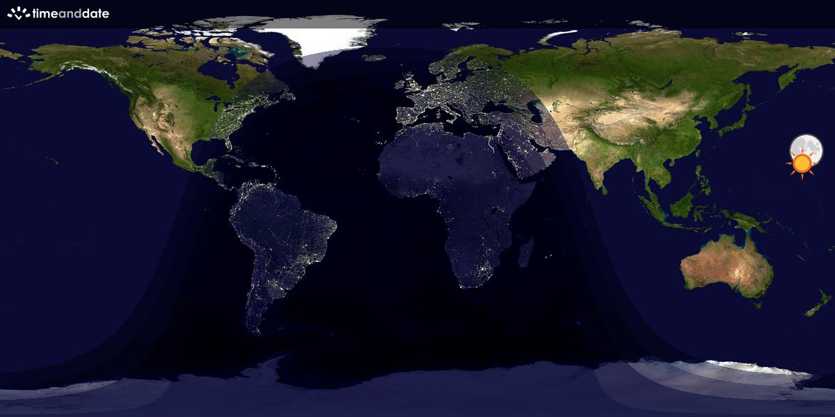 Verdenskart som viser dag og natt 